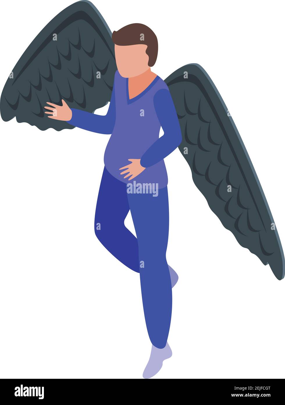 Black angel boy icon. Isometric of black angel boy vector icon for web ...