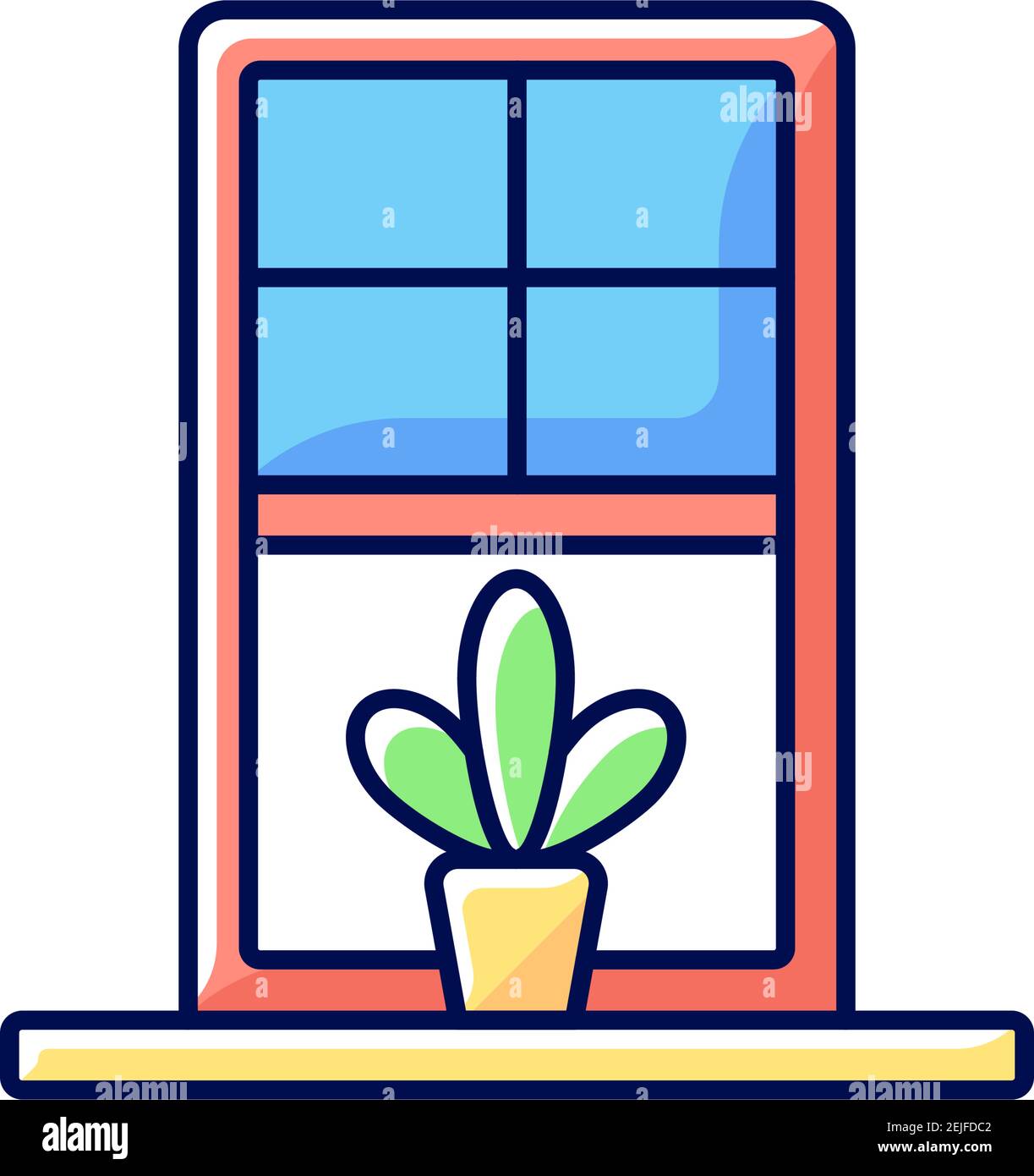 Windowsills RGB color icon Stock Vector