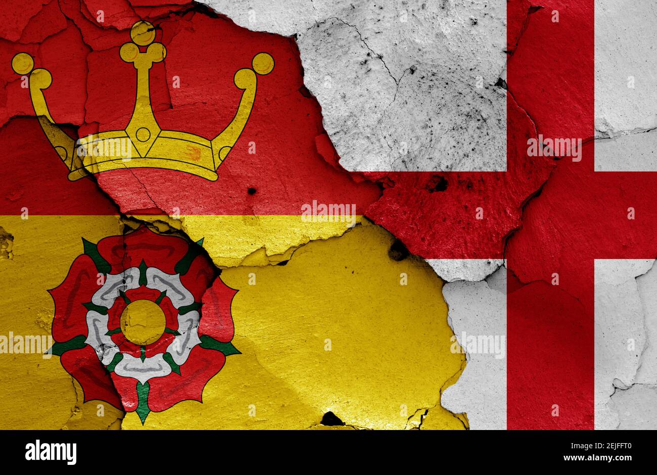 flags of Hampshire and England painted on cracked wall Stock Photo - Alamy