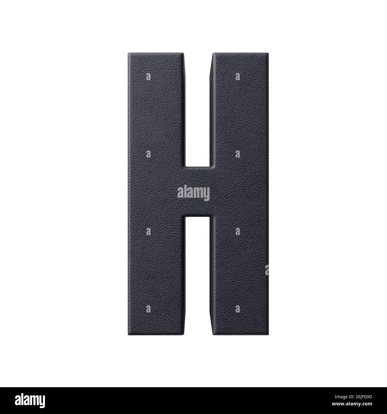 3D rendering of a black letter "H" isolated on white background Stock