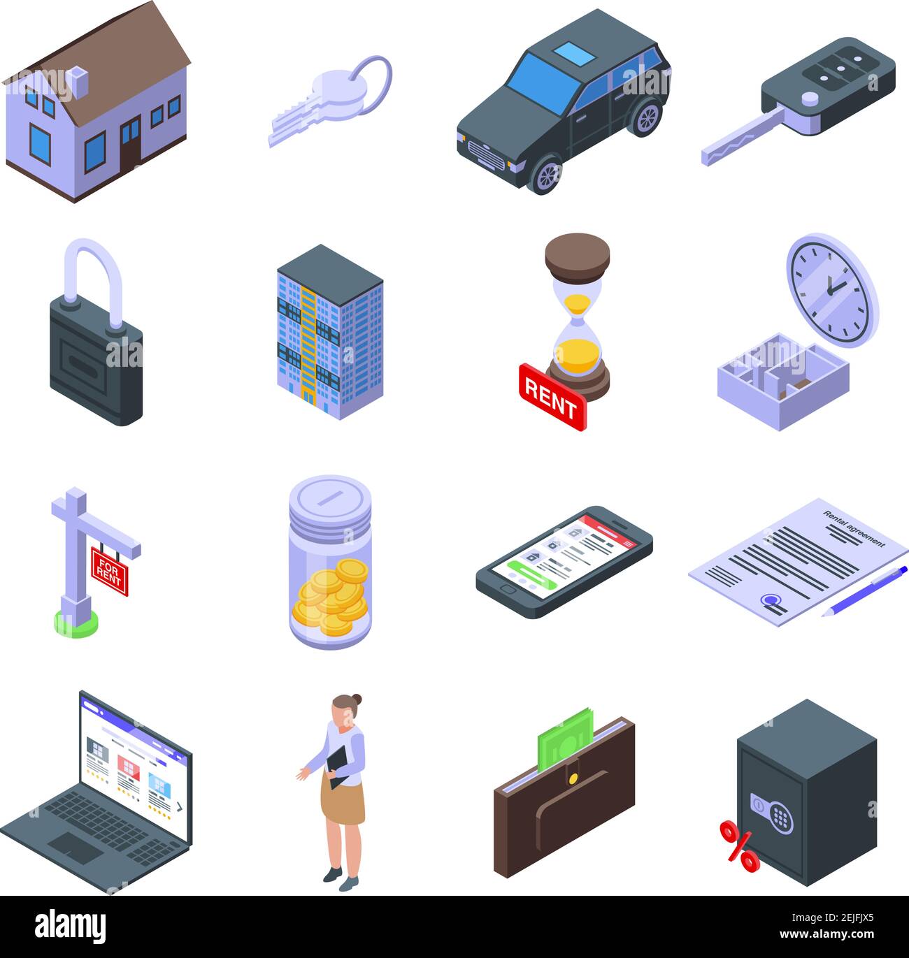Rent icon. Isometric of rent vector icon for web design isolated on ...