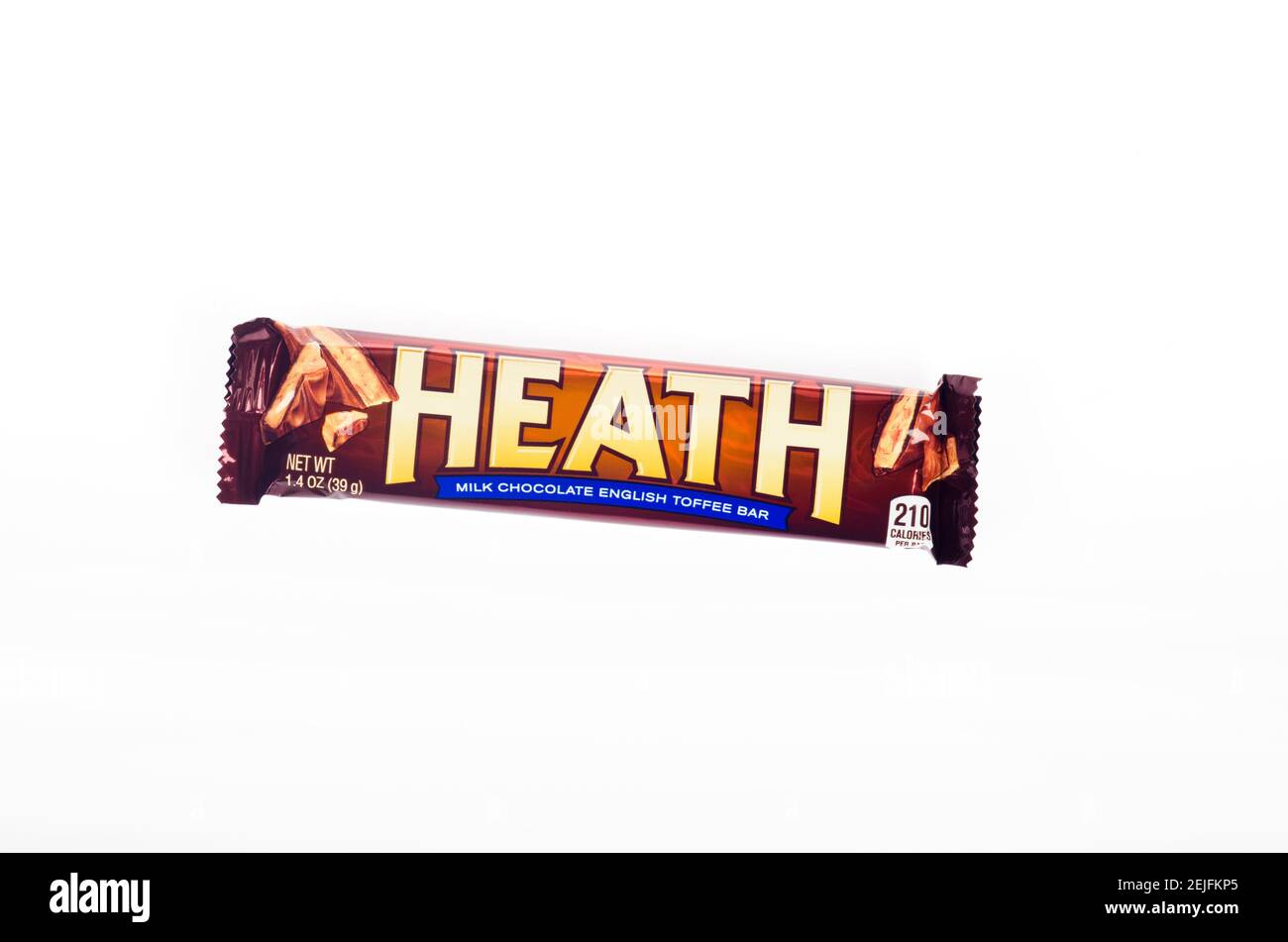 Heath Bar Milk Chocolate English Toffee candy bar in wrapper by Hershey Stock Photo