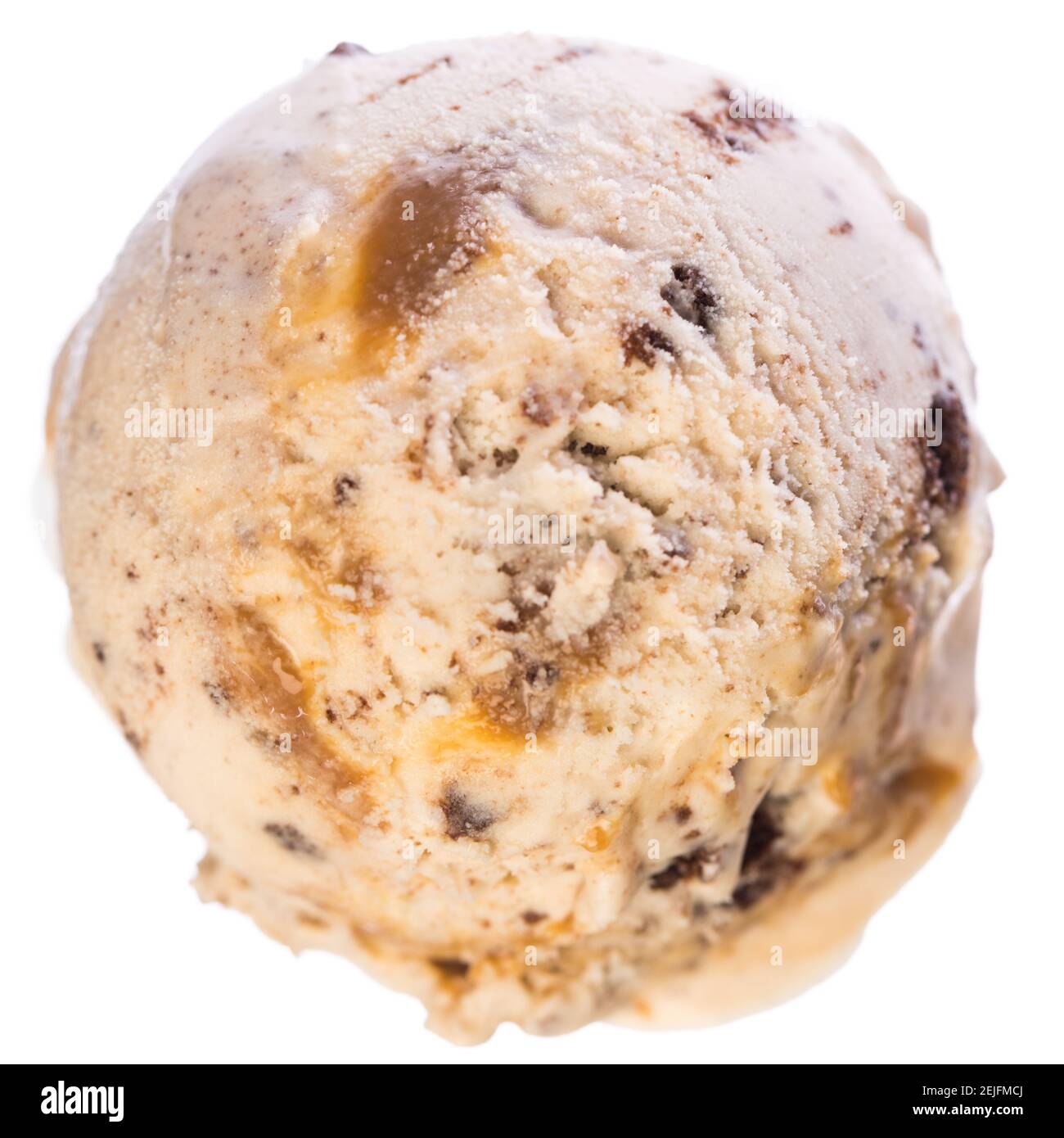 Single scoop of vanilla - caramel - brownie ice cream isolated on white ...