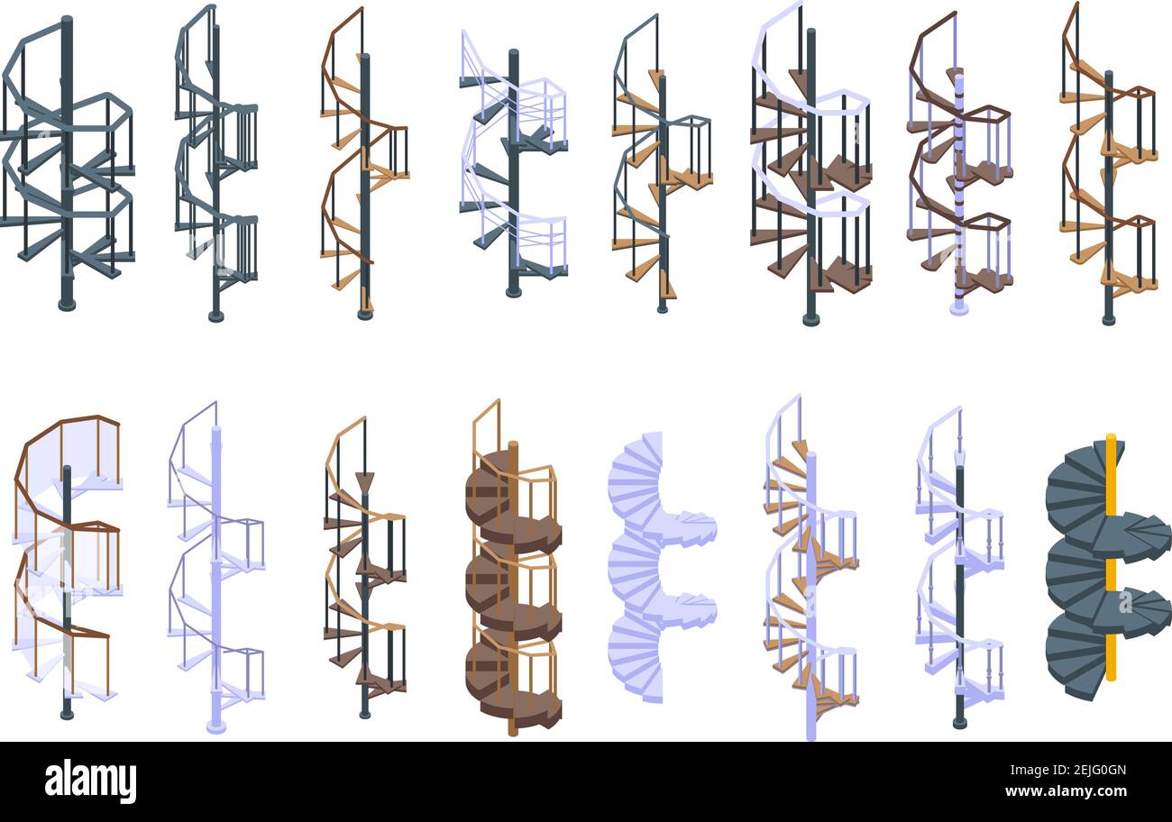 Spiral staircase icon. Isometric of spiral staircase vector icon for