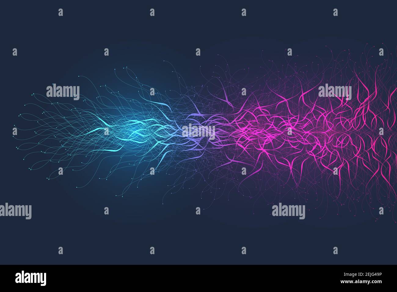 Quantum computer technology concept. Deep learning artificial intelligence. Big data algorithms visualization for business, science, technology. Waves Stock Photo
