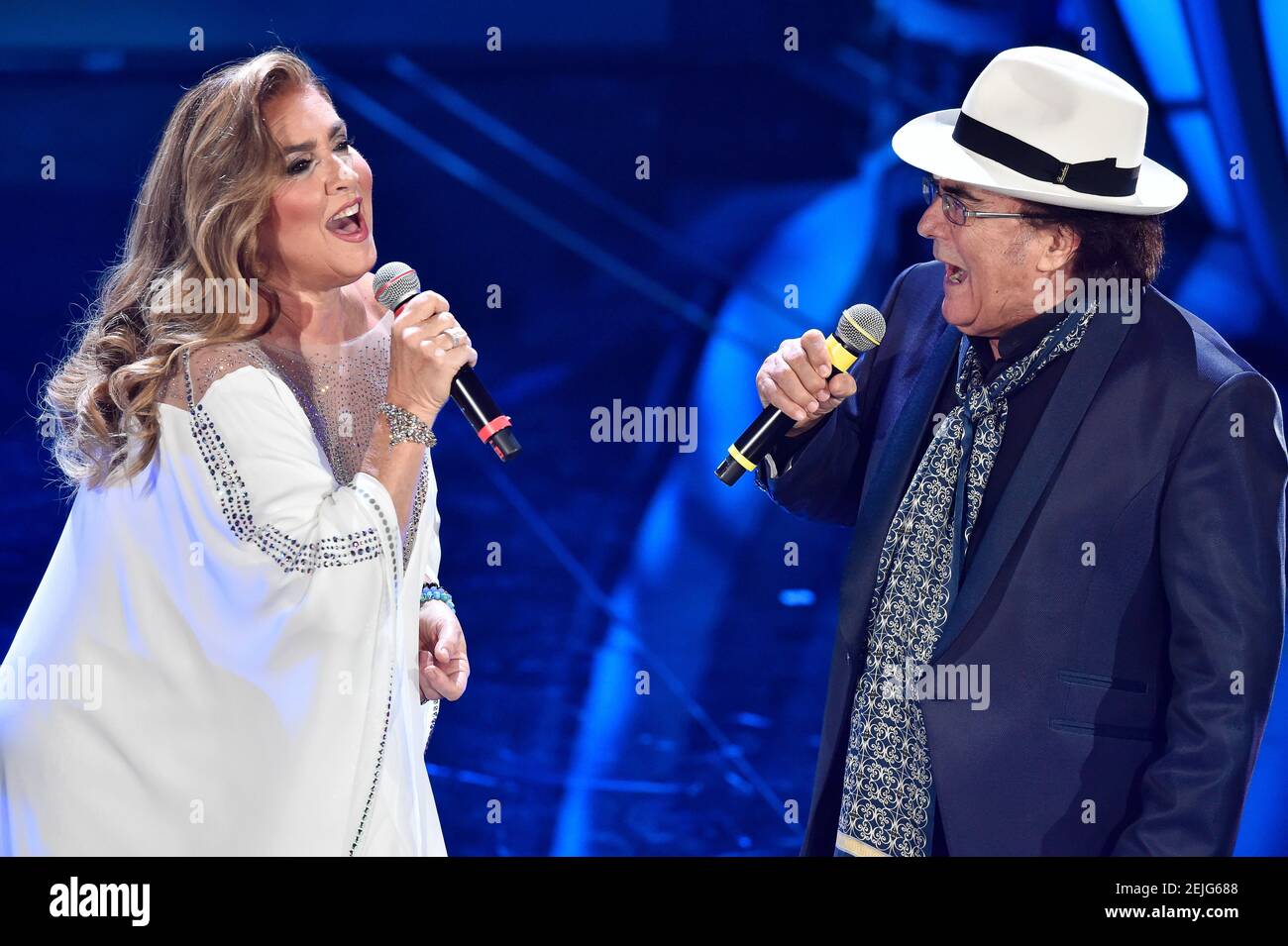 Romina Power, Al Bano at the first evening of the 70th Sanremo Music  Festival. Sanremo (Italy), February 4th, 2020Romina Power, Al Bano (Albano  Carrisi) at the first evening of the 70th Sanremo