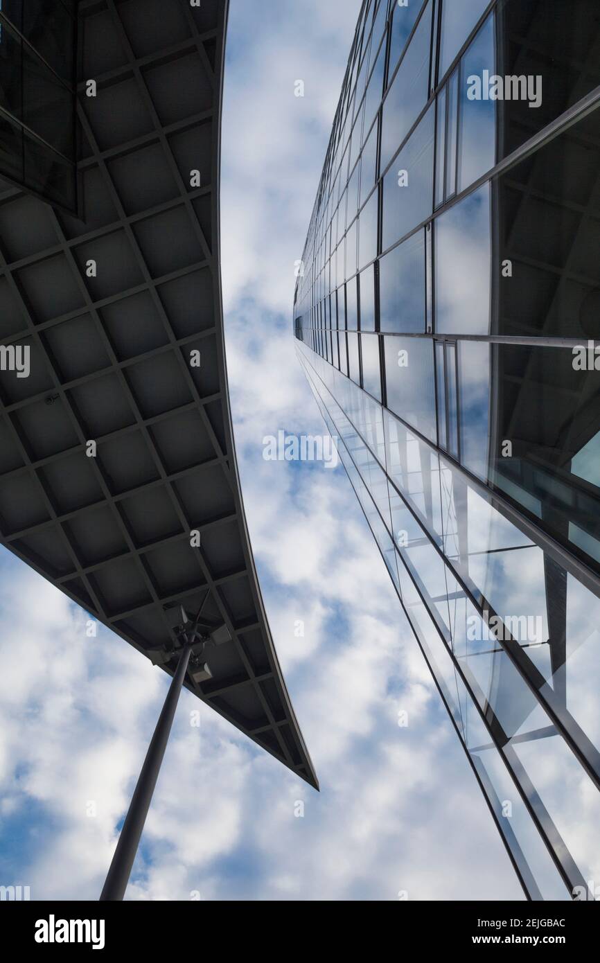 Low angle view of the Deutsche Post Tower, Bonn, North Rhine-Westphalia, Germany Stock Photo