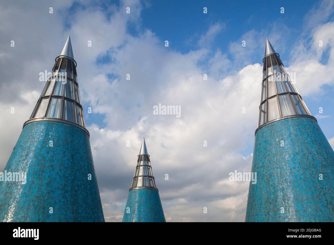 Rooftop towers at museum of technology and art, Bundeskunsthalle, Museumsmeile, Bonn, North Rhine-Westphalia, Germany Stock Photo
