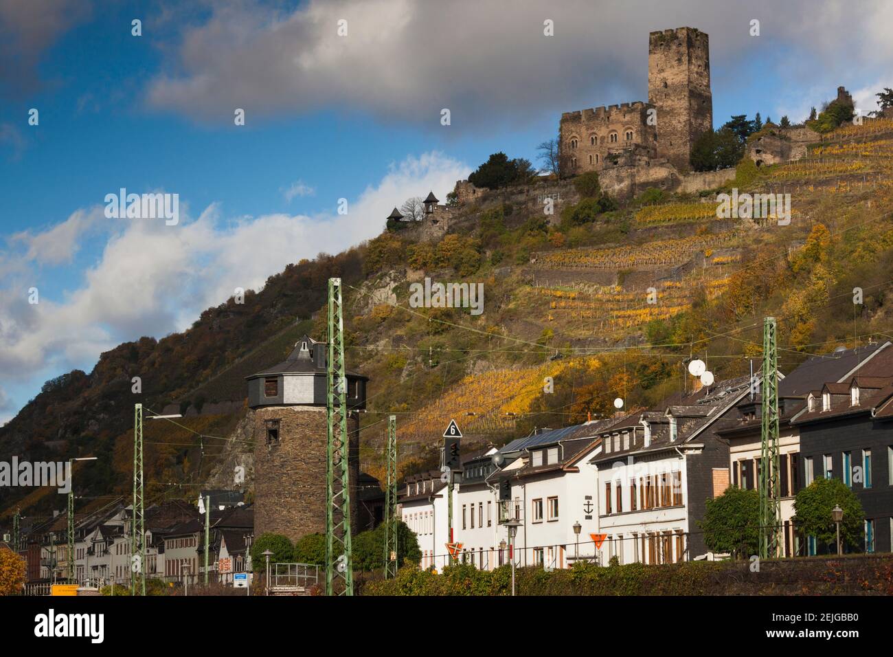 Gutenfels Castle above the town of Kaub, Rhineland-Palatinate, Germany Stock Photo