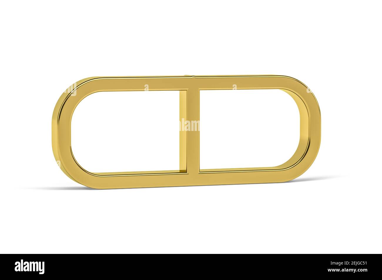 Golden 3d pill icon isolated on white background - 3D render Stock Photo