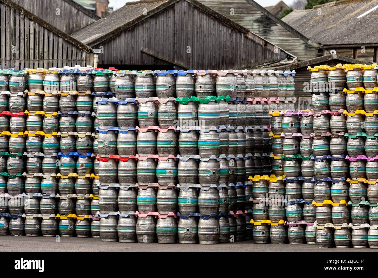 Metal beer barrels in a pile hires stock photography and images Alamy