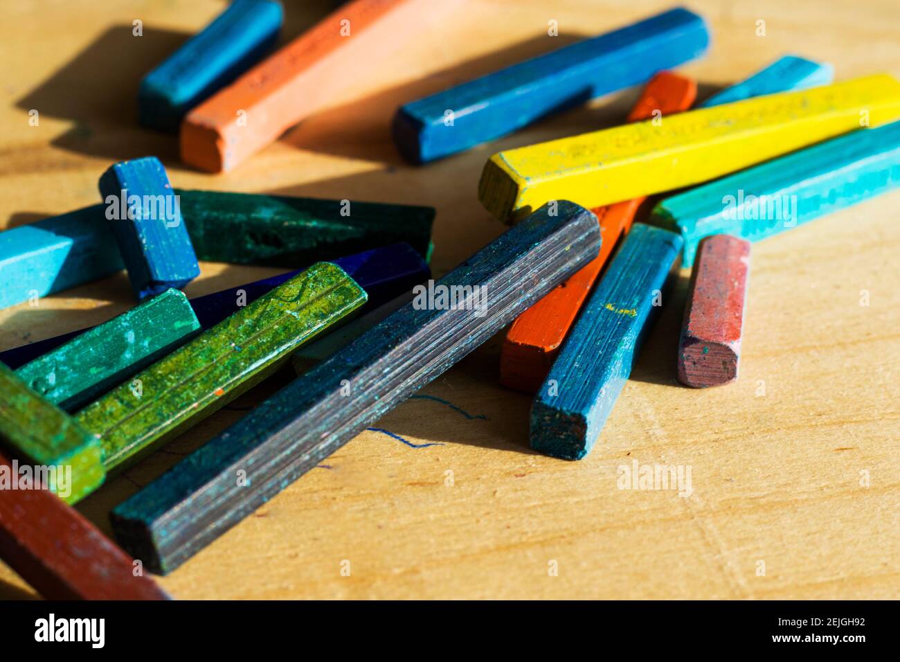 Colorful Oil Pastels . Stationary Things For Painting Stock Photo - Alamy