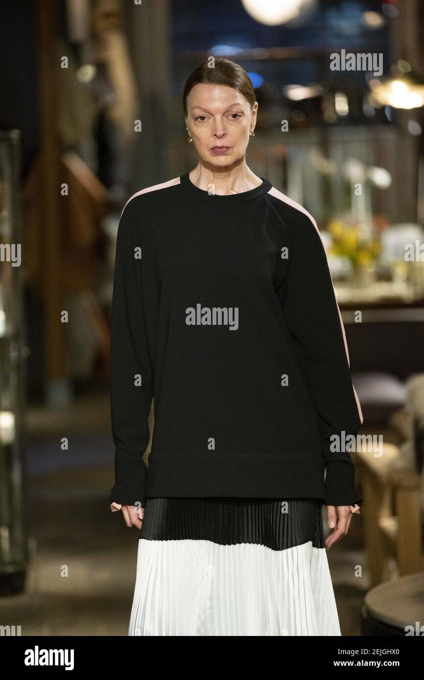 Model Birgit Doss walks on the runway at the Rachel Comey fashion show  during Fall / Winter 2020 / 2021 Fashion Week in New York, NY on Feb. 6,  2020. (Photo by