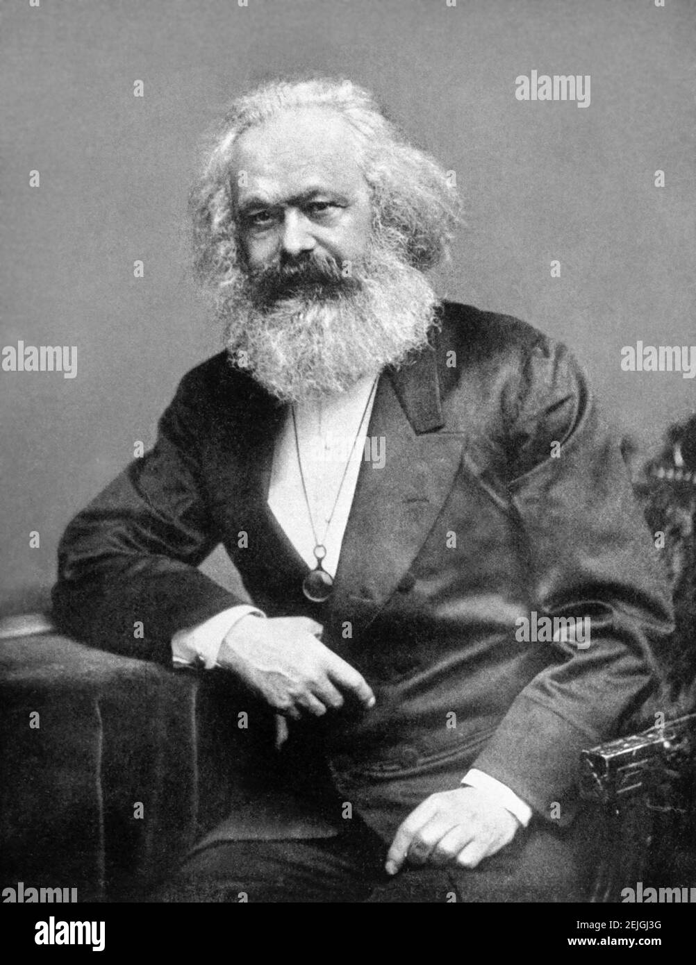Karl Marx. Portrait of  the German born socialist philosopher, economist and writer, Karl Heinrich Marx (1818-1883), 1875 Stock Photo
