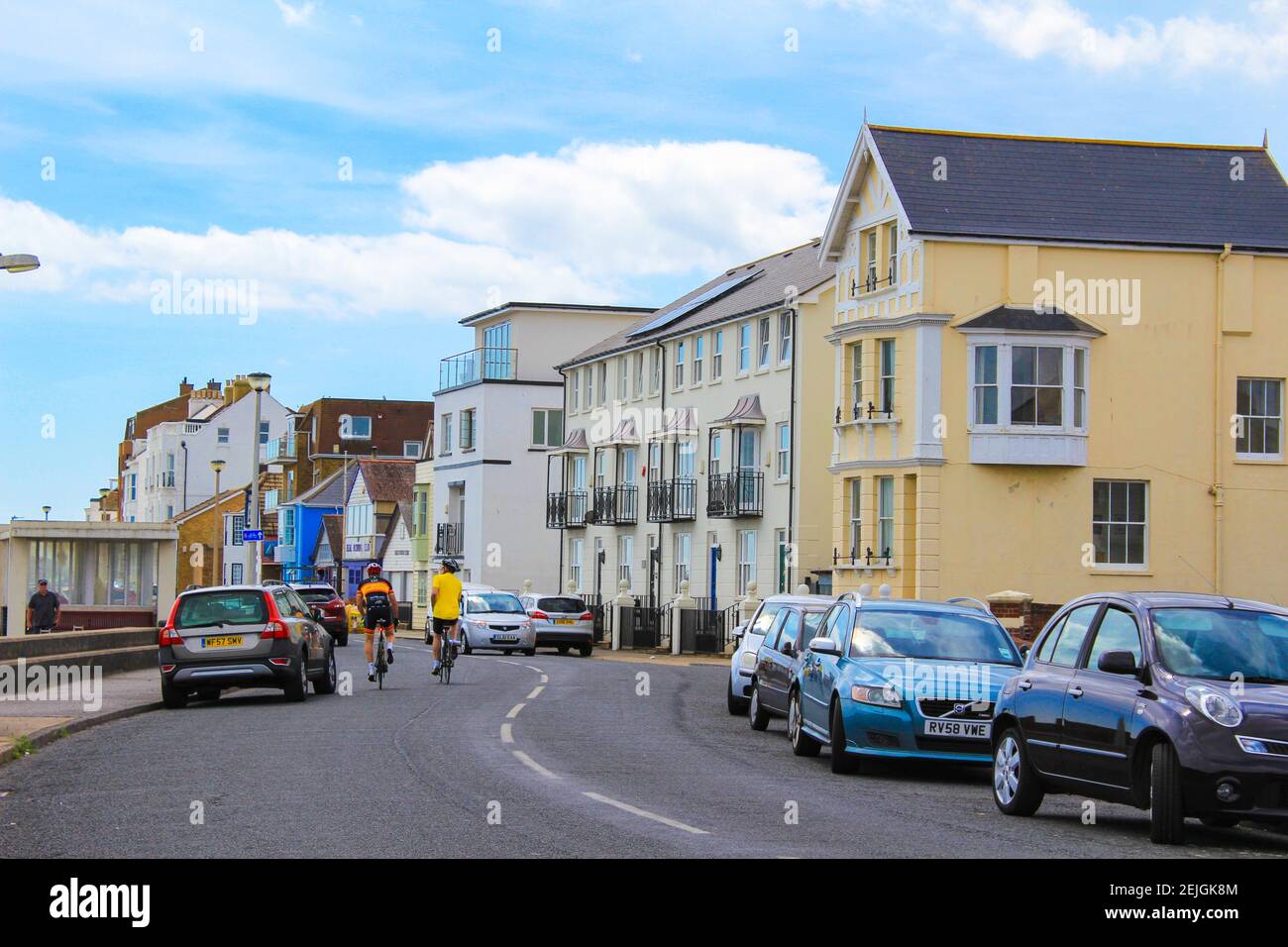 Traditional neat houses at a street of Deal town.Deal is a town in Kent