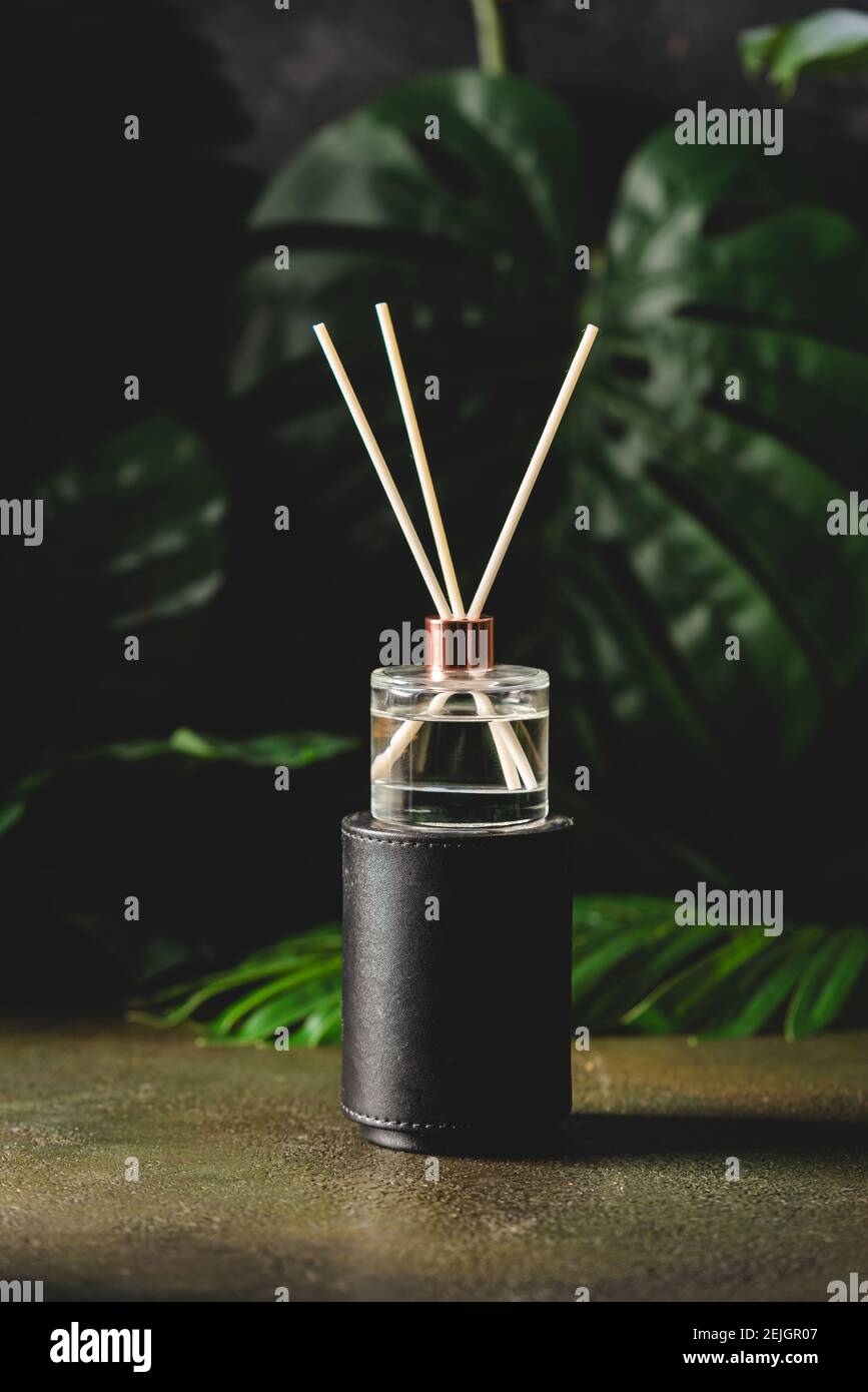 Aroma reed diffuser, home fragrance bottle with rattan sticks and smell ...