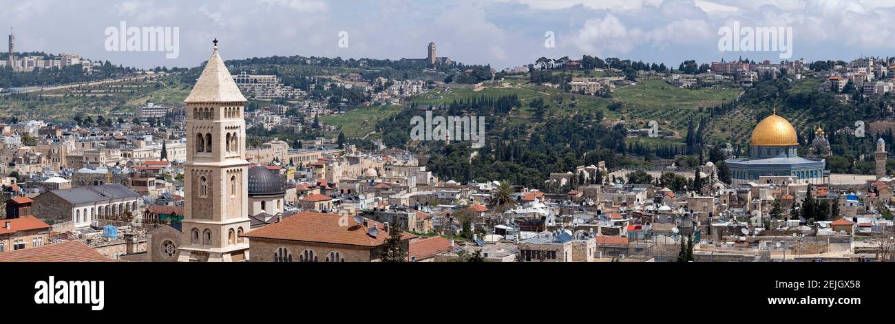Elevated view of a city, Old City, Jerusalem, Israel Stock Photo