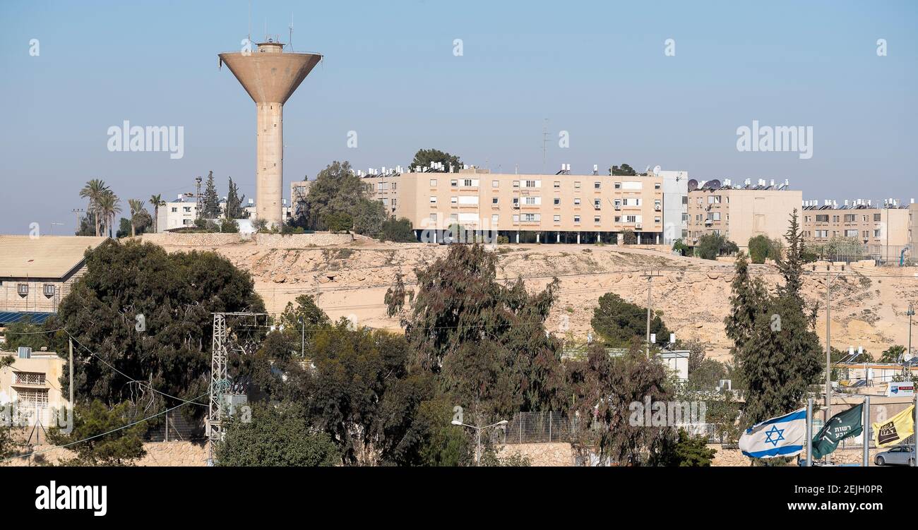 View of buildings in a town, Mitzpe Ramon, Negev, Israel Stock Photo