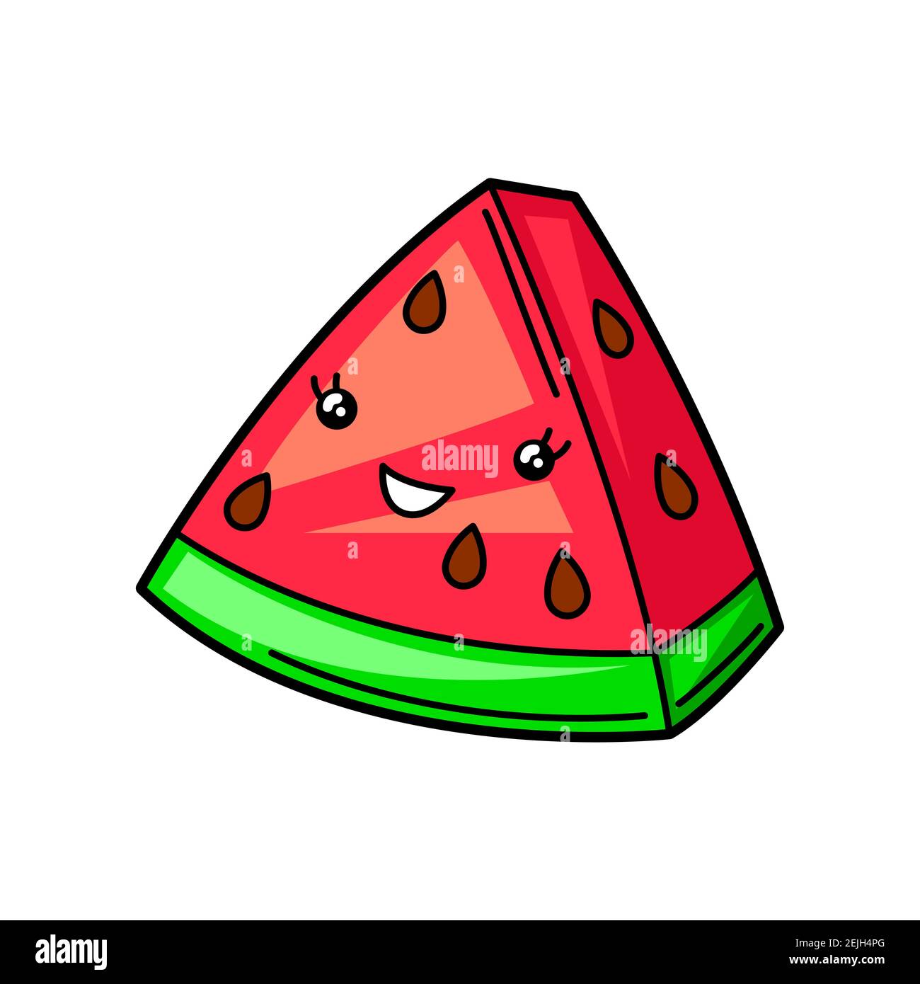 Kawaii cute illustration of watermelon. Stock Vector
