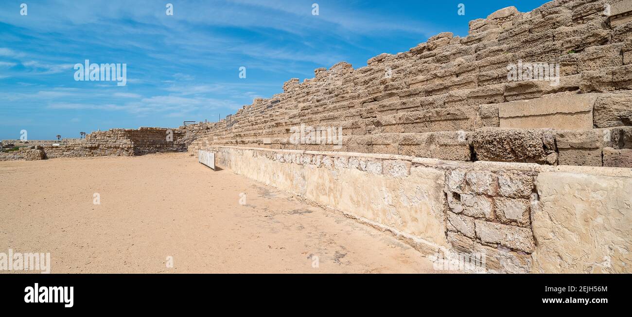 Roman hippodrome in Caesarea, Tel Aviv, Israel Stock Photo