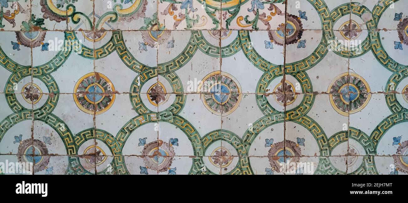 Close-up of mosaic tiles in a mosque, El-Jazzar Mosque, Acre (Akko), Israel Stock Photo