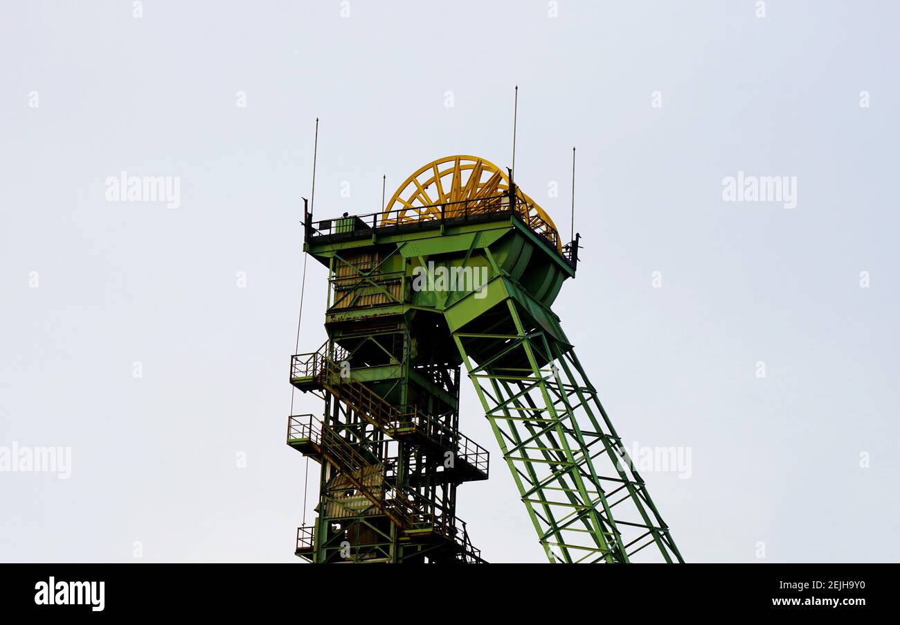 Colliery Westphalia in Ahlen, North Rhine-Westphalia. Conveyor tower of a mine. Stock Photo