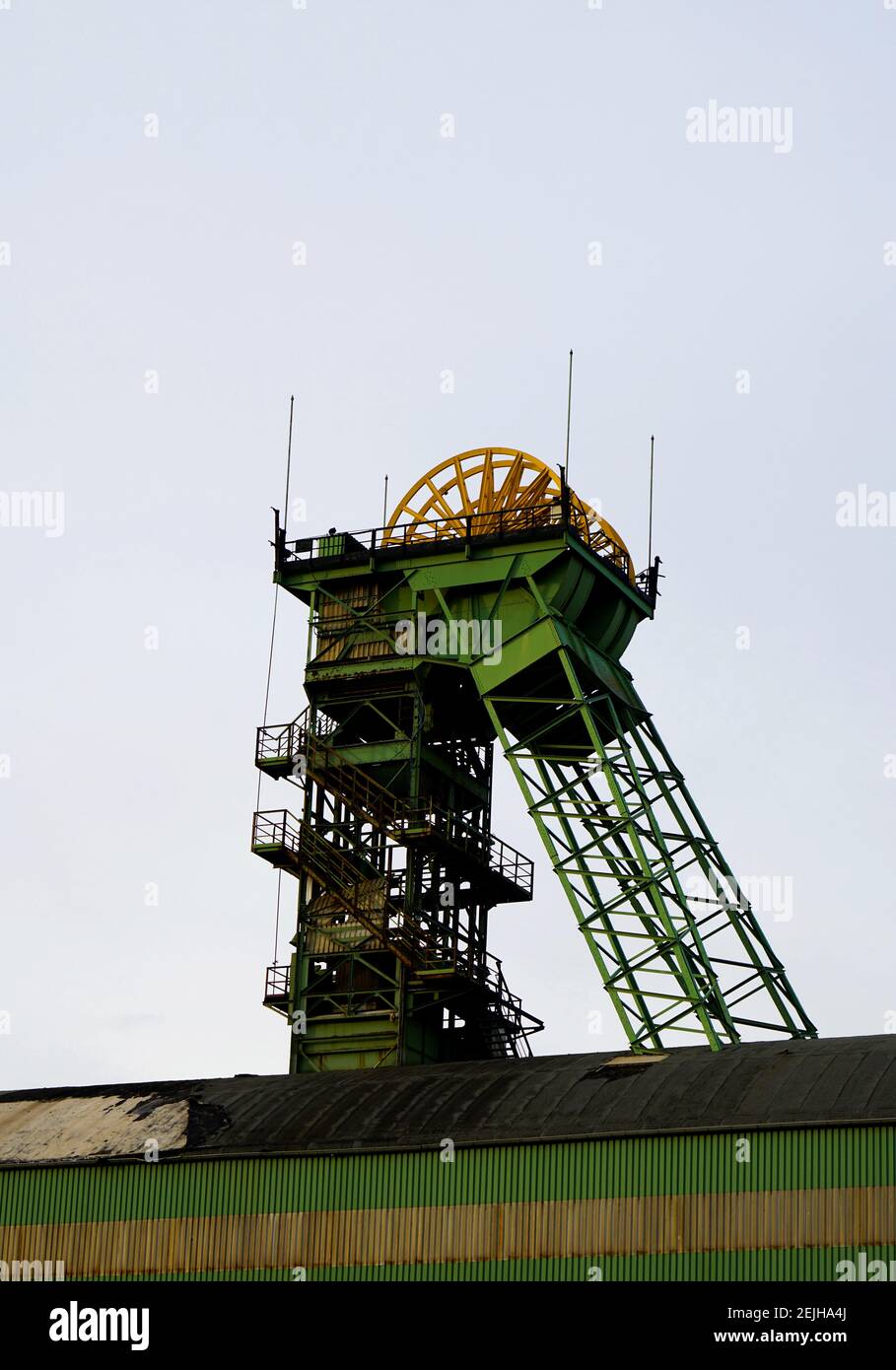 Colliery Westphalia in Ahlen, North Rhine-Westphalia. Conveyor tower of a mine. Stock Photo