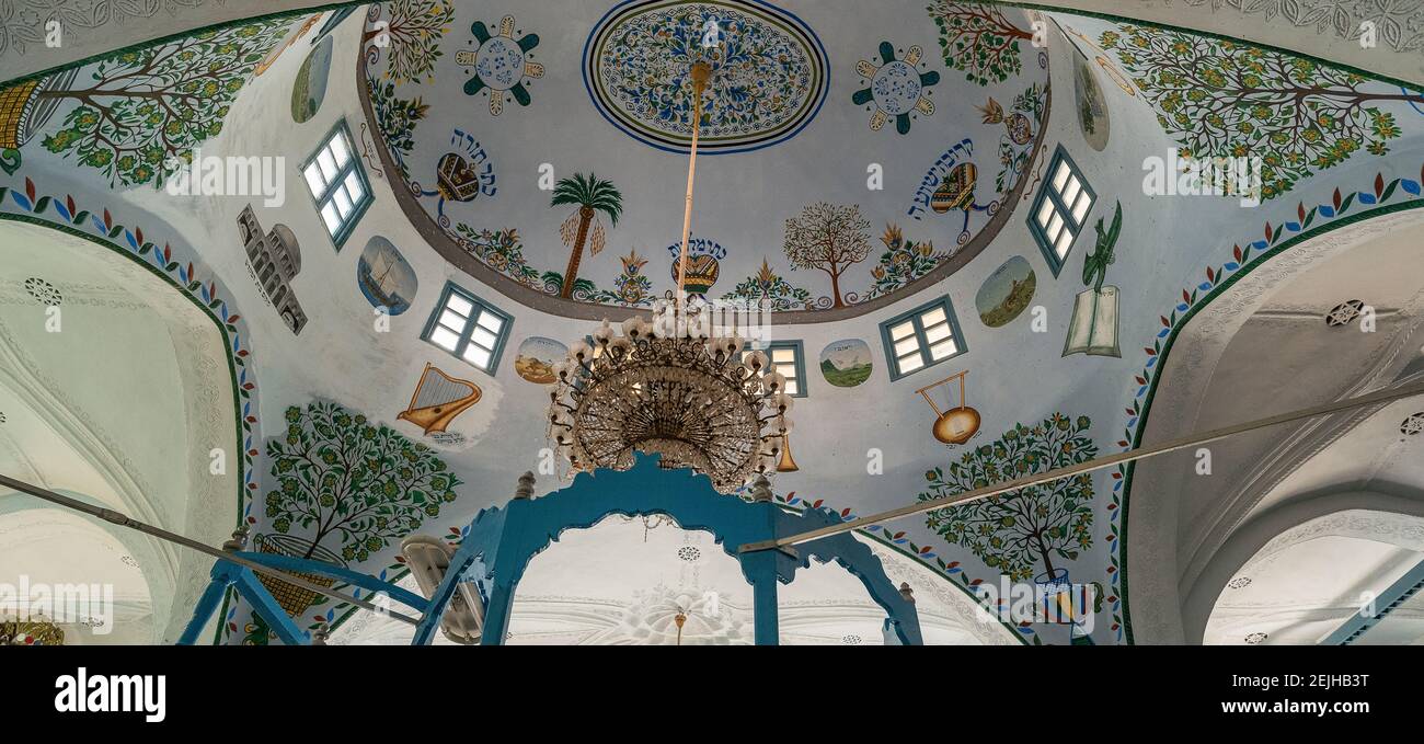 Low angle view of ceiling of Abuhav Synagogue, Safed (Zfat), Galilee, Israel Stock Photo