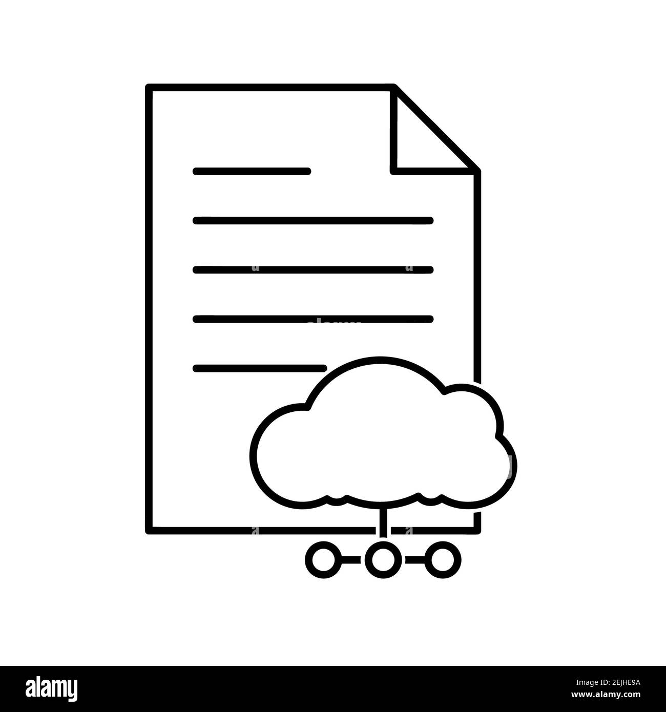 Document with cloud storage symbol flat icon. Pictogram for web. Line ...