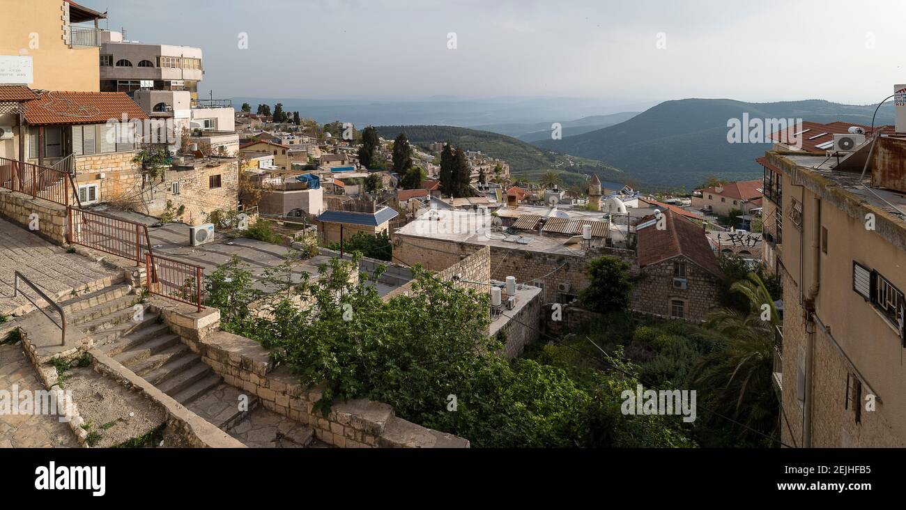 View of houses in a city, Safed (Zfat), Galilee, Israel Stock Photo