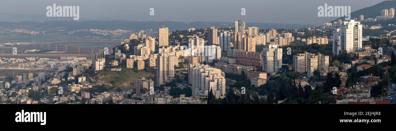 View of skyscrapers, Mount Carmel, Haifa, Israel Stock Photo