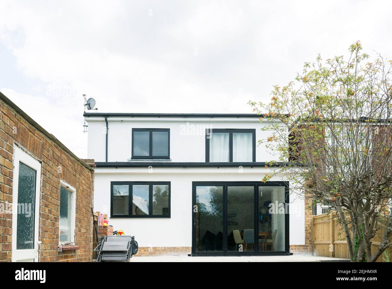 A modern typical house which has been renovated with white render and