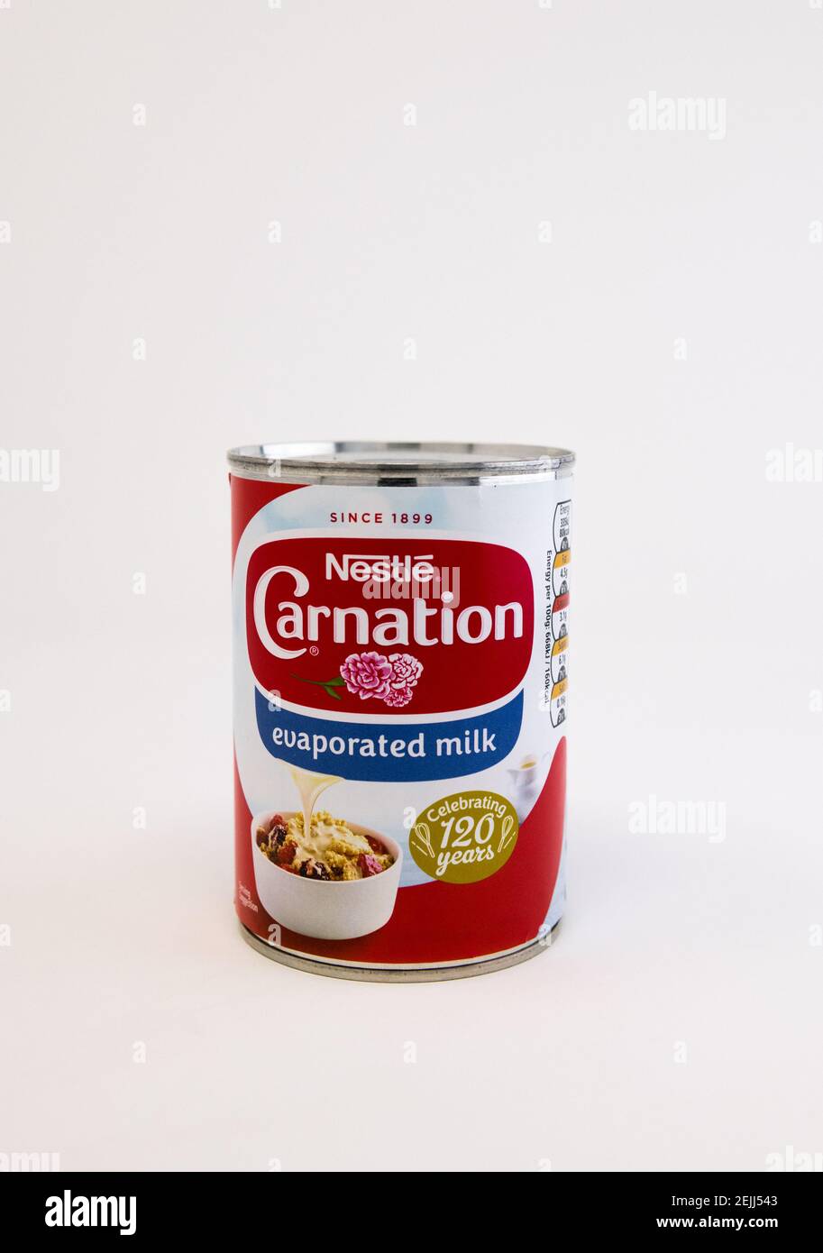 410g tin of Nestle Carnation evaporated milk. Stock Photo