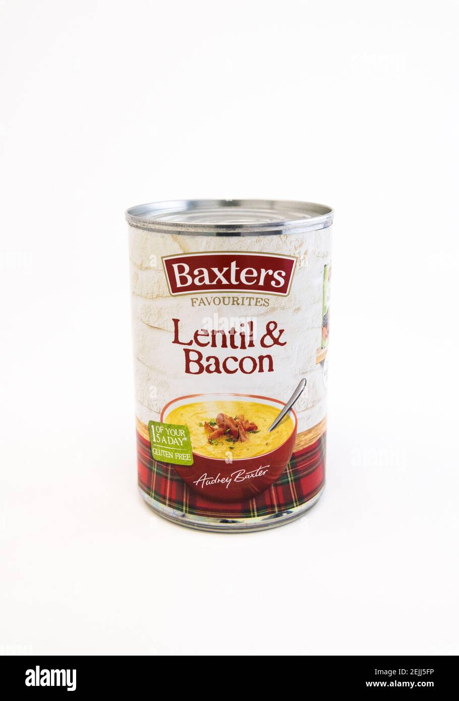 Baxters Lentil and Bacon soup. Stock Photo