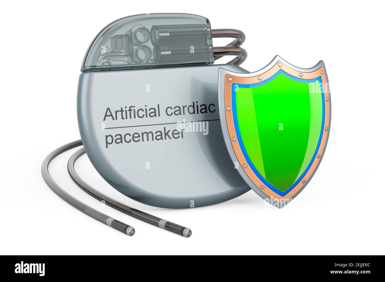 Artificial cardiac pacemaker pump with shield, 3D rendering isolated on ...