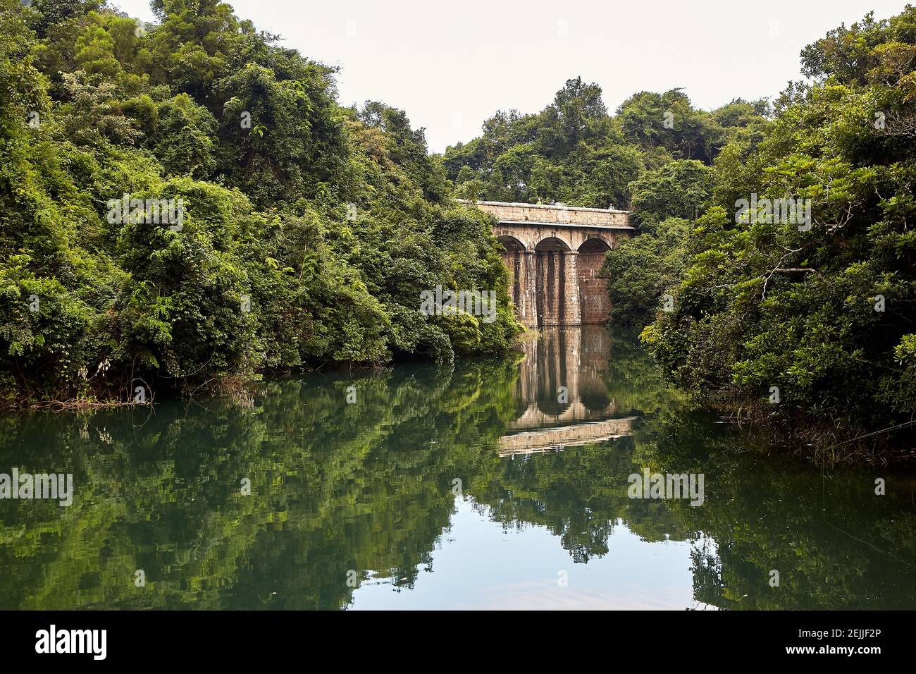 Masonary bridge on the Tai Tam Waterworks Heritage Trail Stock Photo