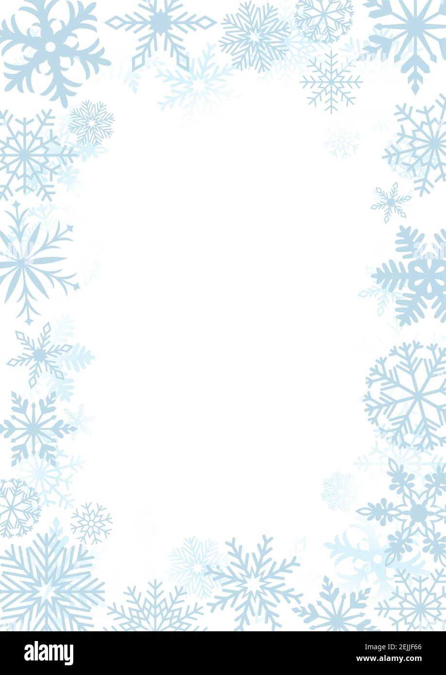 Ice blue frosty snowflake frame on white background. Fine designed Ice ...