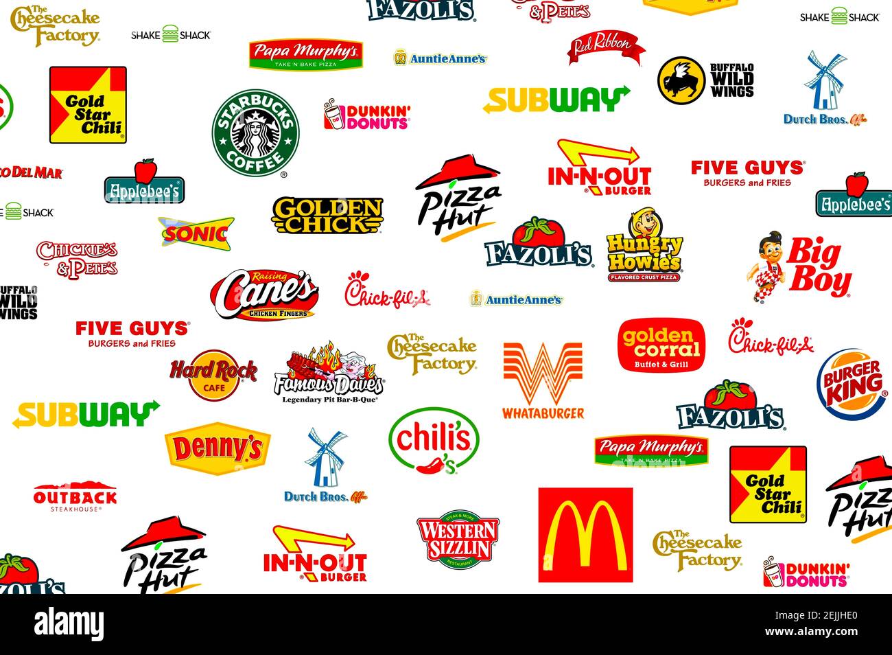 Logotype Collection Of Most Famous Fast Food Restaurants And Coffee 