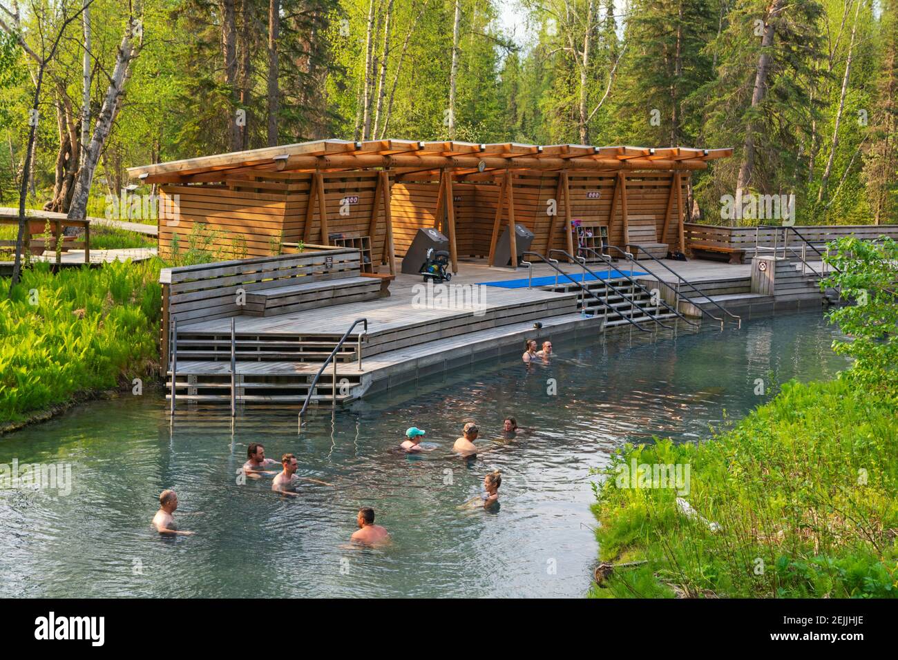 Canada, British Columbia, Alaska Highway Historical Milepost 496, Liard River Hot Springs Stock Photo