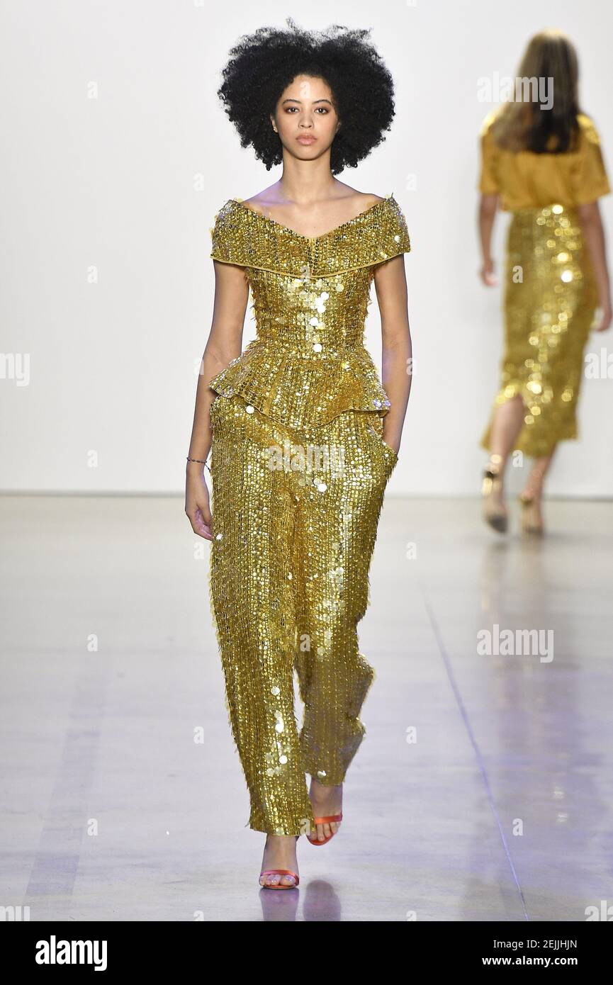 Model walks on the runway at the Aliette fashion show during Fall
