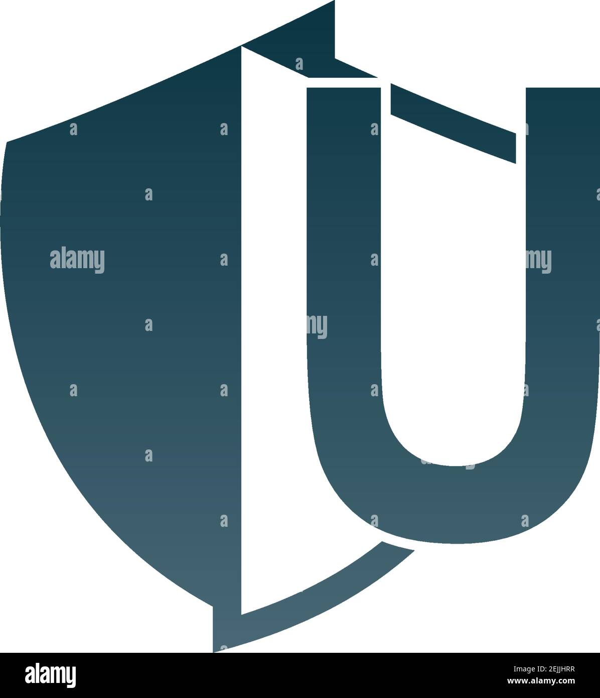 Shield logo icon with letter U beside design vector illustration Stock ...