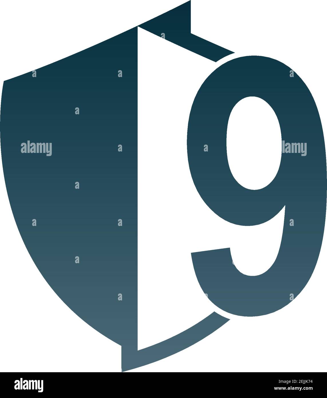 Shield logo icon with number 9 beside design vector illustration Stock ...
