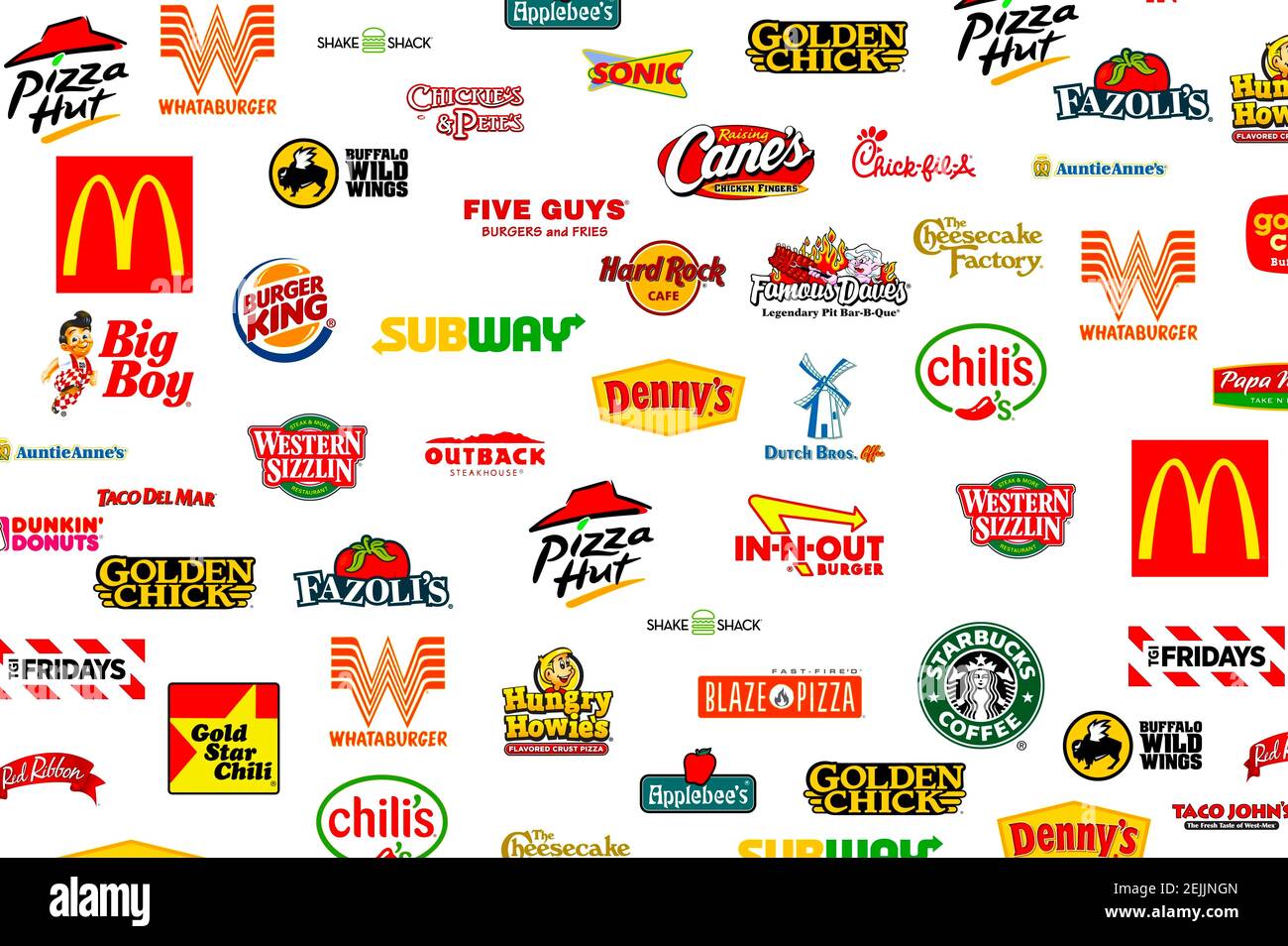 Logotype Collection Of Most Famous Fast Food Restaurants And Coffee 2EJJNGN 