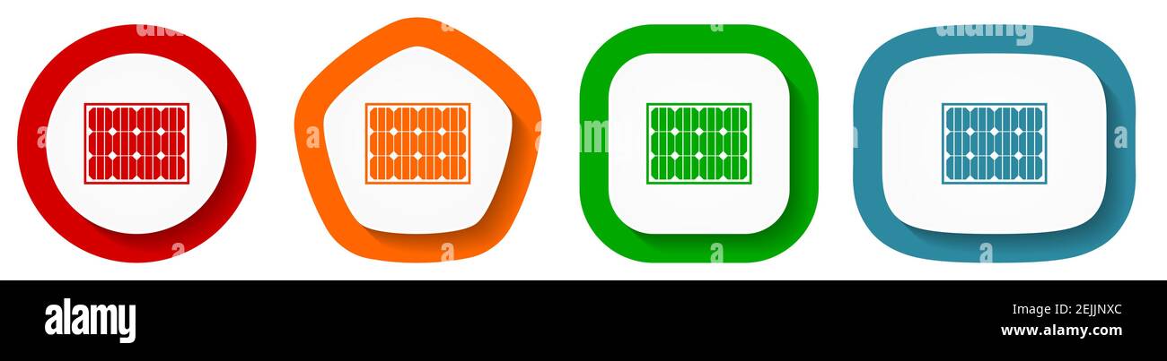 Solar panel, clean energy, power vector icon set, flat design buttons ...