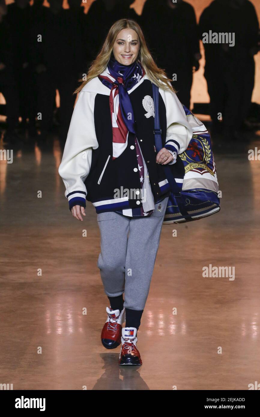 Model Yasmin Le Bon walks on the runway at the Tommy Hilfiger fashion show  during Fall /
