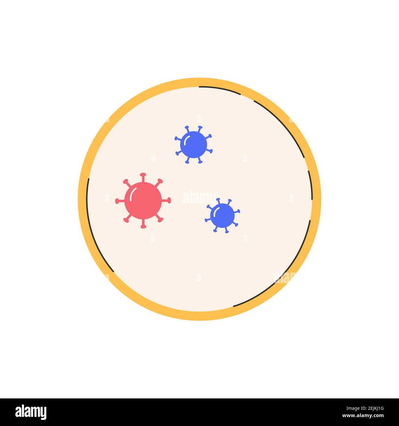 Coronaviruses micro-organisms in Petri dish. Stock Vector