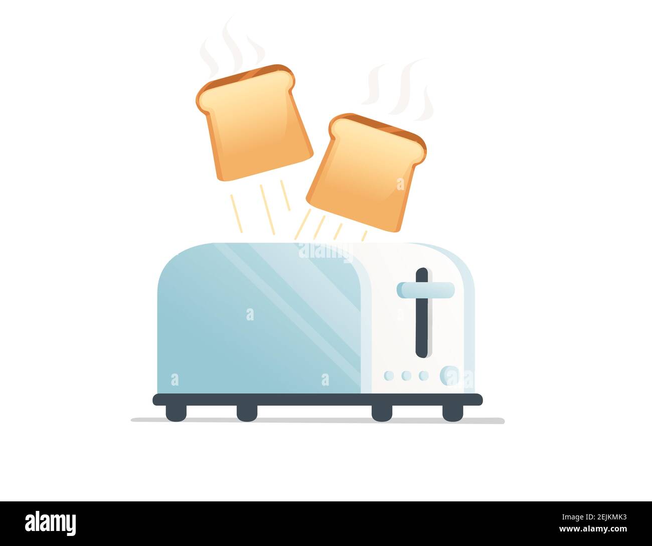 Metal gloss toaster for home usage with jumping toast bread vector