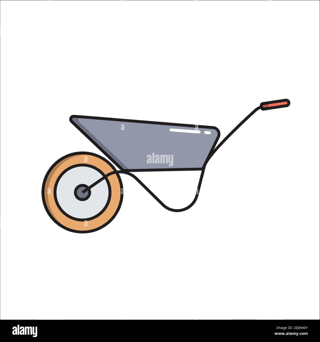 Garden wheelbarrow, simple gardening icon in trendy line style isolated ...