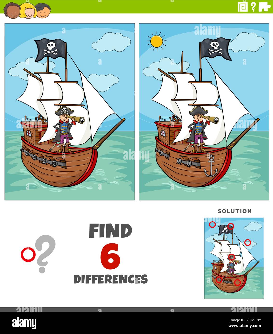 Cartoon illustration of finding the differences between pictures ...