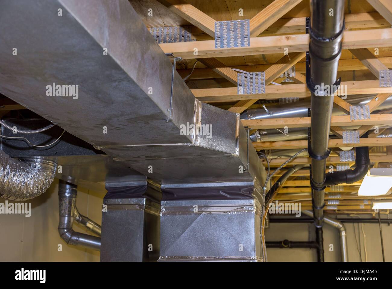 New home HVAC vents air conditioning system installed pipe heating system Stock Photo Alamy